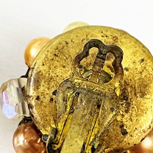 Vintage JAPAN 3-Strand Gold Chunky Bead Necklace & Earring Set - Picture 6 of 9